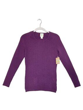Title Nine Women's Textured Knit Long Sleeve Top in Purple - Sz M - New